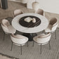 Modern Round Dining Table Set 1/3/4/5/7 Pieces Sintered Stone Dinette Set with Turntable 7 Pieces: Table, 6 Chairs Clearhalo 'Dining Room Sets' 'Dining Tables & Seating' 'dining_room_set' 'furn' 'furn_dining_room_set' 'Furniture' 'furniture_dining_room_set' 'Kitchen & Dining Furniture' 4985386
