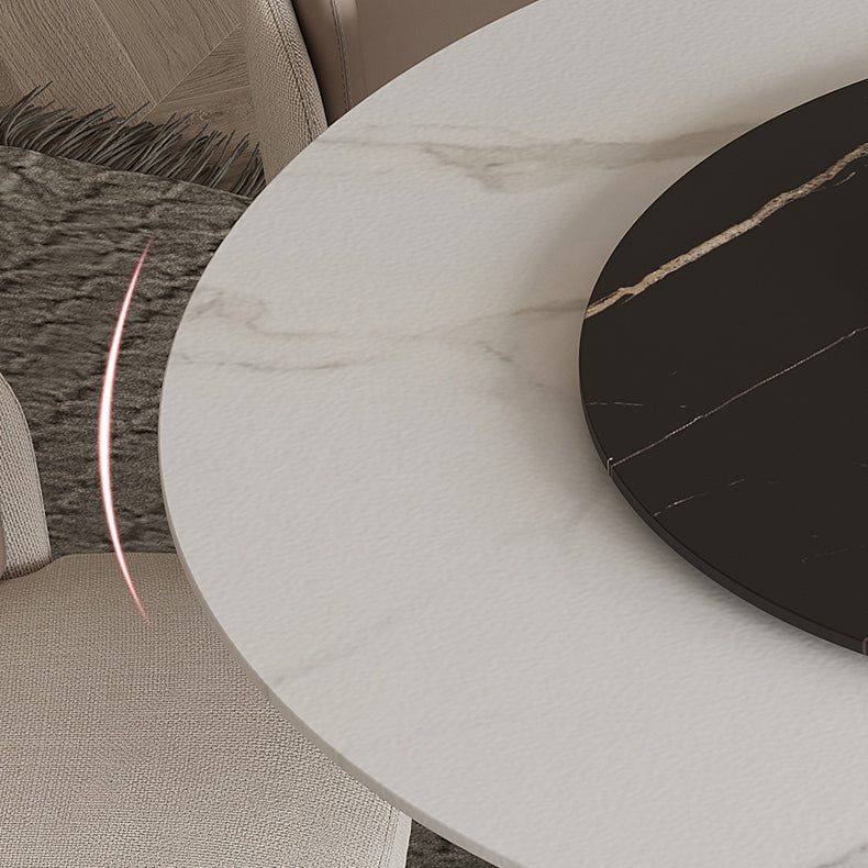 Modern Round Dining Table Set 1/3/4/5/7 Pieces Sintered Stone Dinette Set with Turntable Clearhalo 'Dining Room Sets' 'Dining Tables & Seating' 'dining_room_set' 'furn' 'furn_dining_room_set' 'Furniture' 'furniture_dining_room_set' 'Kitchen & Dining Furniture' 4985392