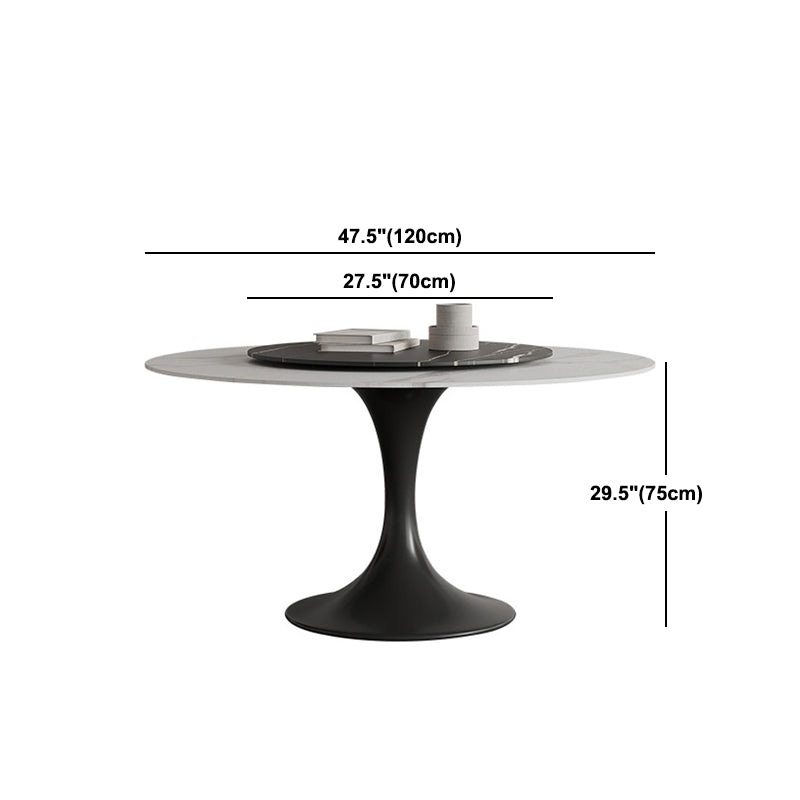 Modern Round Dining Table Set 1/3/4/5/7 Pieces Sintered Stone Dinette Set with Turntable Clearhalo 'Dining Room Sets' 'Dining Tables & Seating' 'dining_room_set' 'furn' 'furn_dining_room_set' 'Furniture' 'furniture_dining_room_set' 'Kitchen & Dining Furniture' 4985394