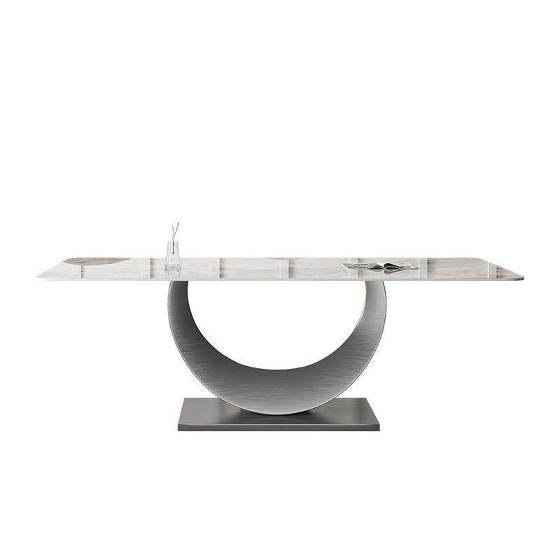 1/3/4/5/7/8 Pcs Sintered Stone Dining Table Set Pedestal Dining Table White 87"L x 43"W Clearhalo 'Dining Room Sets' 'Dining Tables & Seating' 'dining_room_set' 'furn' 'furn_dining_room_set' 'Furniture' 'furniture_dining_room_set' 'Kitchen & Dining Furniture' 4985402