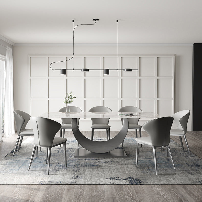 1/3/4/5/7/8 Pcs Sintered Stone Dining Table Set Pedestal Dining Table 8 Pieces: Table, 7 Chairs Clearhalo 'Dining Room Sets' 'Dining Tables & Seating' 'dining_room_set' 'furn' 'furn_dining_room_set' 'Furniture' 'furniture_dining_room_set' 'Kitchen & Dining Furniture' 4985404