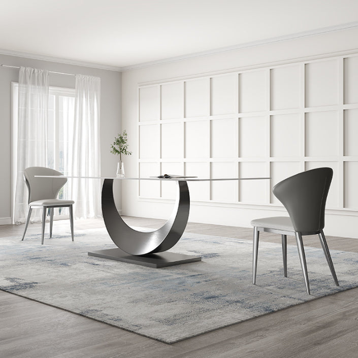 1/3/4/5/7/8 Pcs Sintered Stone Dining Table Set Pedestal Dining Table Clearhalo 'Dining Room Sets' 'Dining Tables & Seating' 'dining_room_set' 'furn' 'furn_dining_room_set' 'Furniture' 'furniture_dining_room_set' 'Kitchen & Dining Furniture' 4985408