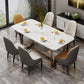 Sintered Stone Table for Restaurant Luxury Dining Table with Trestle Base White 55.1"L x 31.5"W x 29.5"H Without Chairs Clearhalo 'Dining Tables & Seating' 'Dining Tables' 'dining_table' 'furn' 'furn_dining_table' 'Furniture' 'furniture_dining_table' 'Kitchen & Dining Furniture' 'kitchen' 'kitchen_dining_table' 4985415