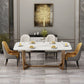 Sintered Stone Table for Restaurant Luxury Dining Table with Trestle Base White 63"L x 35.4"W x 29.5"H Without Chairs Clearhalo 'Dining Tables & Seating' 'Dining Tables' 'dining_table' 'furn' 'furn_dining_table' 'Furniture' 'furniture_dining_table' 'Kitchen & Dining Furniture' 'kitchen' 'kitchen_dining_table' 4985417