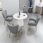 Glam Sintered Stone Dining Table Round Dinner Room Kitchen Table with Pedestal Base White 23.6"L x 23.6"W x 29.5"H Without Chairs Clearhalo 'Dining Tables & Seating' 'Dining Tables' 'dining_table' 'furn' 'furn_dining_table' 'Furniture' 'furniture_dining_table' 'Kitchen & Dining Furniture' 'kitchen' 'kitchen_dining_table' 4985431