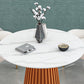 Glam Sintered Stone Dining Table Round Dinner Room Kitchen Table with Pedestal Base Clearhalo 'Dining Tables & Seating' 'Dining Tables' 'dining_table' 'furn' 'furn_dining_table' 'Furniture' 'furniture_dining_table' 'Kitchen & Dining Furniture' 'kitchen' 'kitchen_dining_table' 4985434
