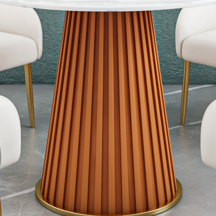 Glam Sintered Stone Dining Table Round Dinner Room Kitchen Table with Pedestal Base Clearhalo 'Dining Tables & Seating' 'Dining Tables' 'dining_table' 'furn' 'furn_dining_table' 'Furniture' 'furniture_dining_table' 'Kitchen & Dining Furniture' 'kitchen' 'kitchen_dining_table' 4985437