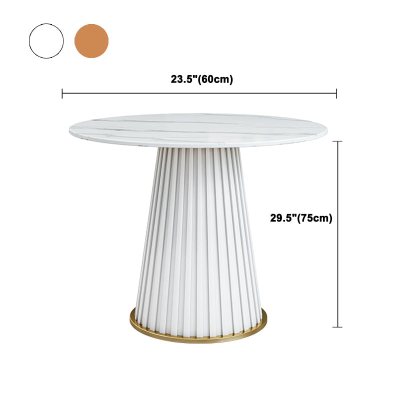 Glam Sintered Stone Dining Table Round Dinner Room Kitchen Table with Pedestal Base Clearhalo 'Dining Tables & Seating' 'Dining Tables' 'dining_table' 'furn' 'furn_dining_table' 'Furniture' 'furniture_dining_table' 'Kitchen & Dining Furniture' 'kitchen' 'kitchen_dining_table' 4985440