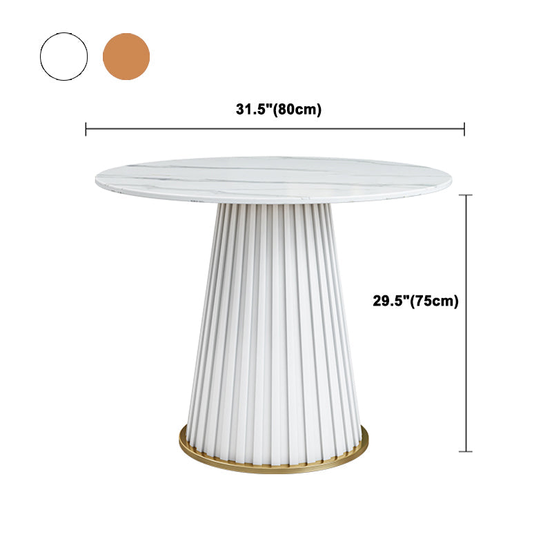 Glam Sintered Stone Dining Table Round Dinner Room Kitchen Table with Pedestal Base Clearhalo 'Dining Tables & Seating' 'Dining Tables' 'dining_table' 'furn' 'furn_dining_table' 'Furniture' 'furniture_dining_table' 'Kitchen & Dining Furniture' 'kitchen' 'kitchen_dining_table' 4985442
