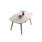 Modern Adjustable Dining Table Stone and Solid Wood Tripod Home Kitchen Table White 59.1"L x 59.1"W x 29.9"H Without Chairs Clearhalo 'Dining Tables & Seating' 'Dining Tables' 'dining_table' 'furn' 'furn_dining_table' 'Furniture' 'furniture_dining_table' 'Kitchen & Dining Furniture' 'kitchen' 'kitchen_dining_table' 4985446