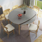 Modern Adjustable Dining Table Stone and Solid Wood Tripod Home Kitchen Table Grey 47.2"L x 47.2"W x 29.9"H Without Chairs Clearhalo 'Dining Tables & Seating' 'Dining Tables' 'dining_table' 'furn' 'furn_dining_table' 'Furniture' 'furniture_dining_table' 'Kitchen & Dining Furniture' 'kitchen' 'kitchen_dining_table' 4985447