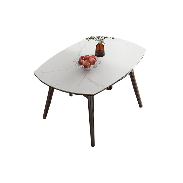 Modern Adjustable Dining Table Stone and Solid Wood Tripod Home Kitchen Table Walnut Without Chairs Clearhalo 'Dining Tables & Seating' 'Dining Tables' 'dining_table' 'furn' 'furn_dining_table' 'Furniture' 'furniture_dining_table' 'Kitchen & Dining Furniture' 'kitchen' 'kitchen_dining_table' 4985448