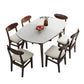 Modern Adjustable Dining Table Stone and Solid Wood Tripod Home Kitchen Table Clearhalo 'Dining Tables & Seating' 'Dining Tables' 'dining_table' 'furn' 'furn_dining_table' 'Furniture' 'furniture_dining_table' 'Kitchen & Dining Furniture' 'kitchen' 'kitchen_dining_table' 4985450