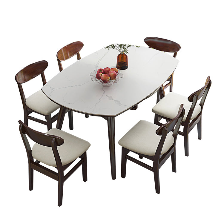 Modern Adjustable Dining Table Stone and Solid Wood Tripod Home Kitchen Table Clearhalo 'Dining Tables & Seating' 'Dining Tables' 'dining_table' 'furn' 'furn_dining_table' 'Furniture' 'furniture_dining_table' 'Kitchen & Dining Furniture' 'kitchen' 'kitchen_dining_table' 4985450