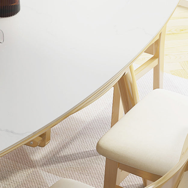 Modern Adjustable Dining Table Stone and Solid Wood Tripod Home Kitchen Table Clearhalo 'Dining Tables & Seating' 'Dining Tables' 'dining_table' 'furn' 'furn_dining_table' 'Furniture' 'furniture_dining_table' 'Kitchen & Dining Furniture' 'kitchen' 'kitchen_dining_table' 4985453