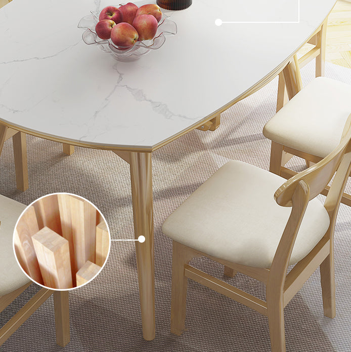 Modern Adjustable Dining Table Stone and Solid Wood Tripod Home Kitchen Table Clearhalo 'Dining Tables & Seating' 'Dining Tables' 'dining_table' 'furn' 'furn_dining_table' 'Furniture' 'furniture_dining_table' 'Kitchen & Dining Furniture' 'kitchen' 'kitchen_dining_table' 4985454