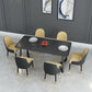 Sintered Stone Top Industrial Table for Restaurant Rectangle Dining Table Double Pedestal Black 55.1"L x 31.5"W x 29.5"H Without Chairs Clearhalo 'Dining Tables & Seating' 'Dining Tables' 'dining_table' 'furn' 'furn_dining_table' 'Furniture' 'furniture_dining_table' 'Kitchen & Dining Furniture' 'kitchen' 'kitchen_dining_table' 4985462