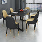 Sintered Stone Top Industrial Table for Restaurant Rectangle Dining Table Double Pedestal Black 63"L x 31.5"W x 29.5"H Without Chairs Clearhalo 'Dining Tables & Seating' 'Dining Tables' 'dining_table' 'furn' 'furn_dining_table' 'Furniture' 'furniture_dining_table' 'Kitchen & Dining Furniture' 'kitchen' 'kitchen_dining_table' 4985466