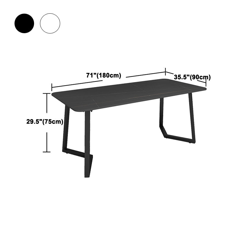 Sintered Stone Top Industrial Table for Restaurant Rectangle Dining Table Double Pedestal Clearhalo 'Dining Tables & Seating' 'Dining Tables' 'dining_table' 'furn' 'furn_dining_table' 'Furniture' 'furniture_dining_table' 'Kitchen & Dining Furniture' 'kitchen' 'kitchen_dining_table' 4985477