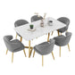 Rectangle Top Dining Table Traditional Luxury Table with Sled Base in Gold Clearhalo 'Dining Tables & Seating' 'Dining Tables' 'dining_table' 'furn' 'furn_dining_table' 'Furniture' 'furniture_dining_table' 'Kitchen & Dining Furniture' 'kitchen' 'kitchen_dining_table' 4985481