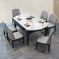 Round Marble Dining Table Modern 4 Legs Dining Table with Leaf Extension Clearhalo 'Dining Tables & Seating' 'Dining Tables' 'dining_table' 'furn' 'furn_dining_table' 'Furniture' 'furniture_dining_table' 'Kitchen & Dining Furniture' 'kitchen' 'kitchen_dining_table' 4985498