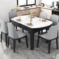 Round Marble Dining Table Modern 4 Legs Dining Table with Leaf Extension Clearhalo 'Dining Tables & Seating' 'Dining Tables' 'dining_table' 'furn' 'furn_dining_table' 'Furniture' 'furniture_dining_table' 'Kitchen & Dining Furniture' 'kitchen' 'kitchen_dining_table' 4985500
