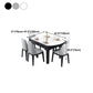 Round Marble Dining Table Modern 4 Legs Dining Table with Leaf Extension Clearhalo 'Dining Tables & Seating' 'Dining Tables' 'dining_table' 'furn' 'furn_dining_table' 'Furniture' 'furniture_dining_table' 'Kitchen & Dining Furniture' 'kitchen' 'kitchen_dining_table' 4985503