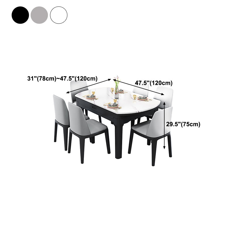 Round Marble Dining Table Modern 4 Legs Dining Table with Leaf Extension Clearhalo 'Dining Tables & Seating' 'Dining Tables' 'dining_table' 'furn' 'furn_dining_table' 'Furniture' 'furniture_dining_table' 'Kitchen & Dining Furniture' 'kitchen' 'kitchen_dining_table' 4985503