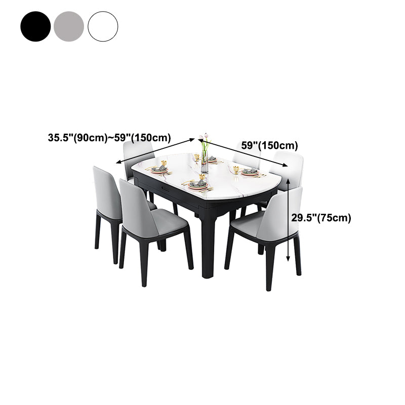 Round Marble Dining Table Modern 4 Legs Dining Table with Leaf Extension Clearhalo 'Dining Tables & Seating' 'Dining Tables' 'dining_table' 'furn' 'furn_dining_table' 'Furniture' 'furniture_dining_table' 'Kitchen & Dining Furniture' 'kitchen' 'kitchen_dining_table' 4985505