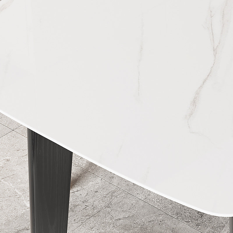 Rectangle Stone Dining table Modern 4 Black Solid Wood Legs Dining Table Clearhalo 'Dining Tables & Seating' 'Dining Tables' 'dining_table' 'furn' 'furn_dining_table' 'Furniture' 'furniture_dining_table' 'Kitchen & Dining Furniture' 'kitchen' 'kitchen_dining_table' 4985509