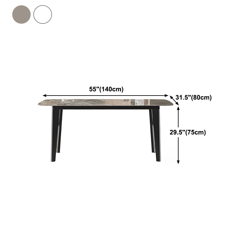 Rectangle Stone Dining table Modern 4 Black Solid Wood Legs Dining Table Clearhalo 'Dining Tables & Seating' 'Dining Tables' 'dining_table' 'furn' 'furn_dining_table' 'Furniture' 'furniture_dining_table' 'Kitchen & Dining Furniture' 'kitchen' 'kitchen_dining_table' 4985512