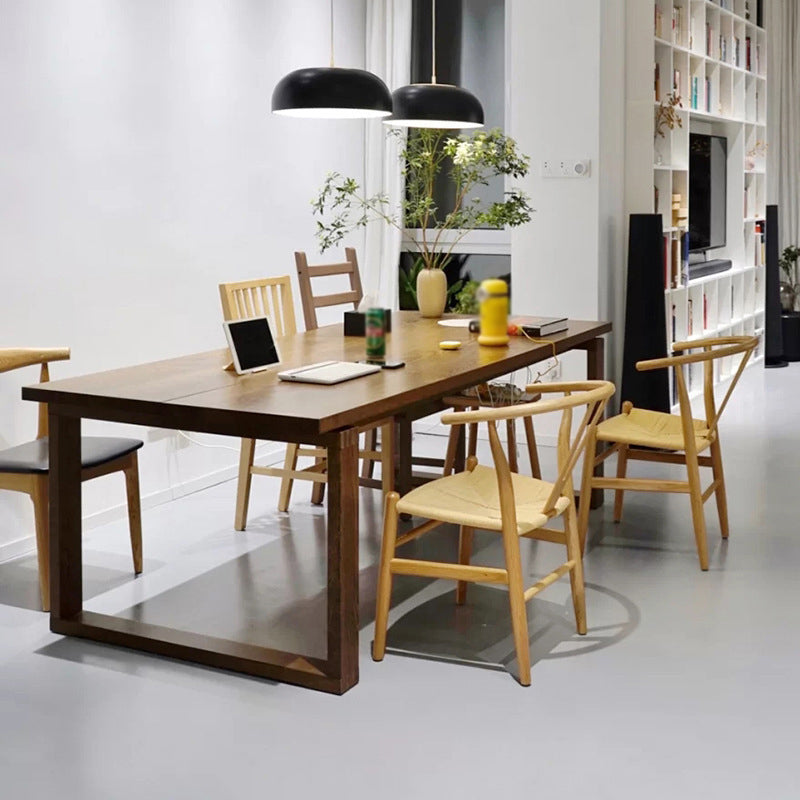 Solid Wood Top Dining Table Contemporary Rectangle Dining Table with Sled Base 63"L x 31.5"W x 29.5"H Without Chairs Clearhalo 'Dining Tables & Seating' 'Dining Tables' 'dining_table' 'furn' 'furn_dining_table' 'Furniture' 'furniture_dining_table' 'Kitchen & Dining Furniture' 'kitchen' 'kitchen_dining_table' 4985517