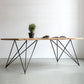 Wood Top Dining Table Industrial Rectangle Table with Double Pedestal Base Black 63"L x 27.6"W x 29.5"H Without Chairs Clearhalo 'Dining Tables & Seating' 'Dining Tables' 'dining_table' 'furn' 'furn_dining_table' 'Furniture' 'furniture_dining_table' 'Kitchen & Dining Furniture' 'kitchen' 'kitchen_dining_table' 4985533