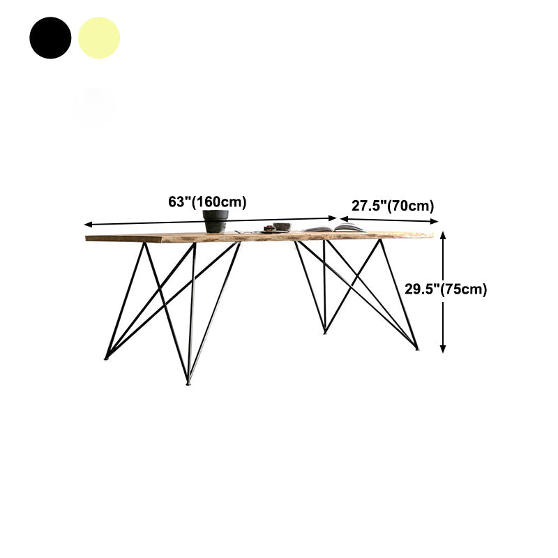 Wood Top Dining Table Industrial Rectangle Table with Double Pedestal Base Clearhalo 'Dining Tables & Seating' 'Dining Tables' 'dining_table' 'furn' 'furn_dining_table' 'Furniture' 'furniture_dining_table' 'Kitchen & Dining Furniture' 'kitchen' 'kitchen_dining_table' 4985543
