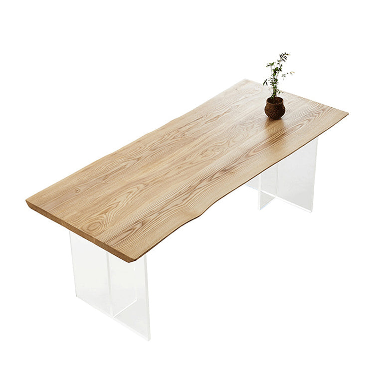 Wood Top Dining Table Modern Rectangle Table with Double Pedestal Base Without Chairs Clearhalo 'Dining Tables & Seating' 'Dining Tables' 'dining_table' 'furn' 'furn_dining_table' 'Furniture' 'furniture_dining_table' 'Kitchen & Dining Furniture' 'kitchen' 'kitchen_dining_table' 4985550