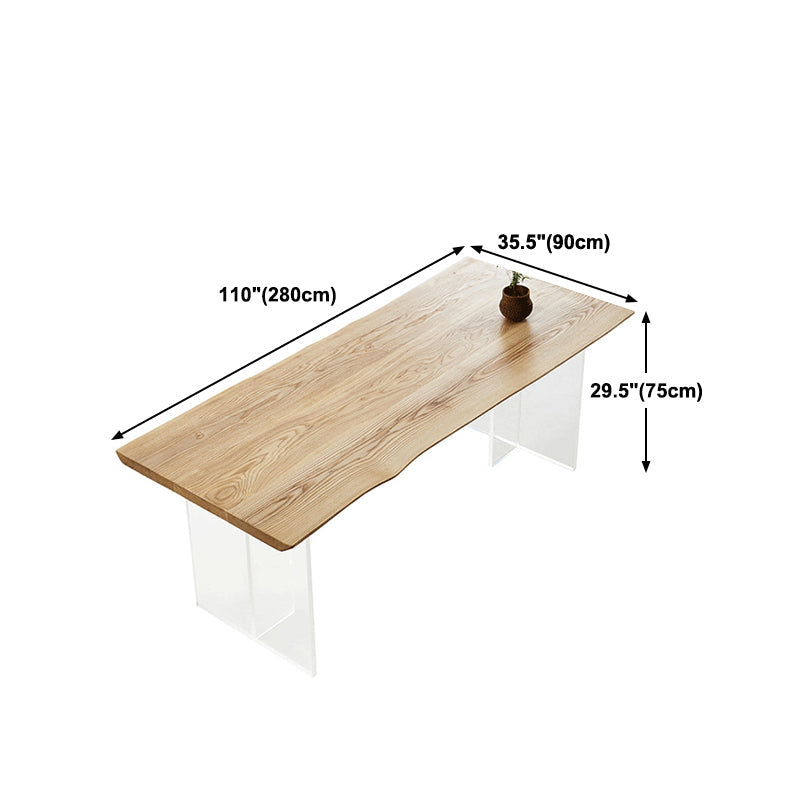 Wood Top Dining Table Modern Rectangle Table with Double Pedestal Base Clearhalo 'Dining Tables & Seating' 'Dining Tables' 'dining_table' 'furn' 'furn_dining_table' 'Furniture' 'furniture_dining_table' 'Kitchen & Dining Furniture' 'kitchen' 'kitchen_dining_table' 4985560