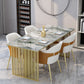 Luxury Sintered Stone Dining Table Rectangle Table with Double Pedestal Gray 63"L x 31.5"W x 29.5"H Without Chairs Clearhalo 'Dining Tables & Seating' 'Dining Tables' 'dining_table' 'furn' 'furn_dining_table' 'Furniture' 'furniture_dining_table' 'Kitchen & Dining Furniture' 'kitchen' 'kitchen_dining_table' 4985581