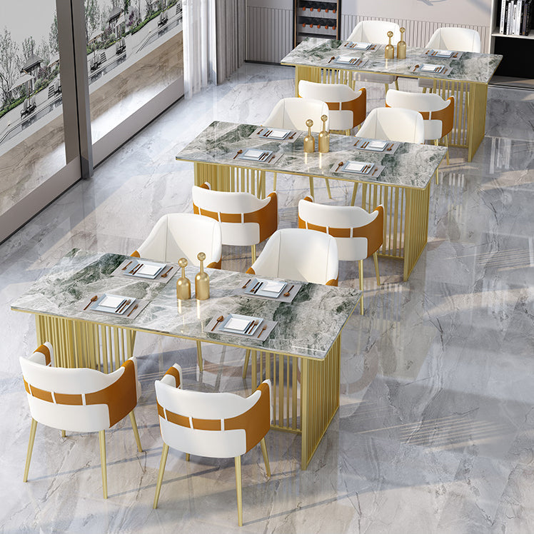 Luxury Sintered Stone Dining Table Rectangle Table with Double Pedestal Clearhalo 'Dining Tables & Seating' 'Dining Tables' 'dining_table' 'furn' 'furn_dining_table' 'Furniture' 'furniture_dining_table' 'Kitchen & Dining Furniture' 'kitchen' 'kitchen_dining_table' 4985584