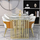 Luxury Sintered Stone Dining Table Rectangle Table with Double Pedestal Clearhalo 'Dining Tables & Seating' 'Dining Tables' 'dining_table' 'furn' 'furn_dining_table' 'Furniture' 'furniture_dining_table' 'Kitchen & Dining Furniture' 'kitchen' 'kitchen_dining_table' 4985586