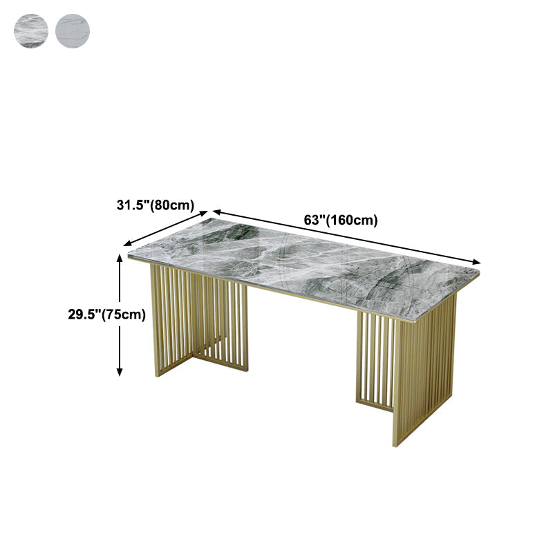 Luxury Sintered Stone Dining Table Rectangle Table with Double Pedestal Clearhalo 'Dining Tables & Seating' 'Dining Tables' 'dining_table' 'furn' 'furn_dining_table' 'Furniture' 'furniture_dining_table' 'Kitchen & Dining Furniture' 'kitchen' 'kitchen_dining_table' 4985591