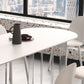 White Stone Dining Table Contemporary Dining Table with Sled Base Clearhalo 'Dining Tables & Seating' 'Dining Tables' 'dining_table' 'furn' 'furn_dining_table' 'Furniture' 'furniture_dining_table' 'Kitchen & Dining Furniture' 'kitchen' 'kitchen_dining_table' 4985612