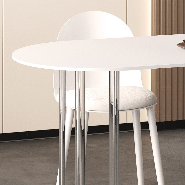 White Stone Dining Table Contemporary Dining Table with Sled Base Clearhalo 'Dining Tables & Seating' 'Dining Tables' 'dining_table' 'furn' 'furn_dining_table' 'Furniture' 'furniture_dining_table' 'Kitchen & Dining Furniture' 'kitchen' 'kitchen_dining_table' 4985613