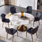 Glam Sintered Stone Dining Table Round Dinner Room Table with Pedestal Base 51.2"L x 51.2"W x 29.5"H Lazy Susan Without Chairs Clearhalo 'Dining Tables & Seating' 'Dining Tables' 'dining_table' 'furn' 'furn_dining_table' 'Furniture' 'furniture_dining_table' 'Kitchen & Dining Furniture' 'kitchen' 'kitchen_dining_table' 4985629