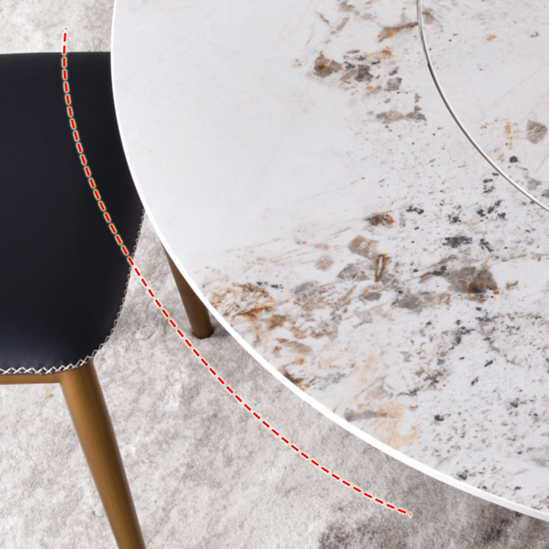 Glam Sintered Stone Dining Table Round Dinner Room Table with Pedestal Base Clearhalo 'Dining Tables & Seating' 'Dining Tables' 'dining_table' 'furn' 'furn_dining_table' 'Furniture' 'furniture_dining_table' 'Kitchen & Dining Furniture' 'kitchen' 'kitchen_dining_table' 4985634