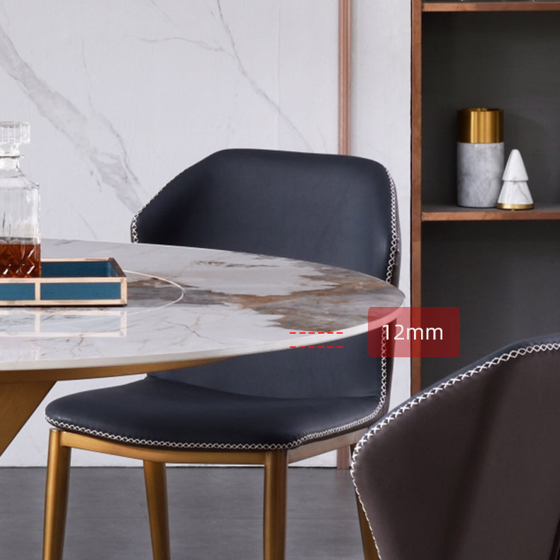 Glam Sintered Stone Dining Table Round Dinner Room Table with Pedestal Base Clearhalo 'Dining Tables & Seating' 'Dining Tables' 'dining_table' 'furn' 'furn_dining_table' 'Furniture' 'furniture_dining_table' 'Kitchen & Dining Furniture' 'kitchen' 'kitchen_dining_table' 4985635