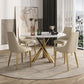 Stone Top Dining Table Contemporary Dining Table with Pedestal Base in Gold White 51.2"L x 51.2"W x 29.5"H Without Chairs Clearhalo 'Dining Tables & Seating' 'Dining Tables' 'dining_table' 'furn' 'furn_dining_table' 'Furniture' 'furniture_dining_table' 'Kitchen & Dining Furniture' 'kitchen' 'kitchen_dining_table' 4985670