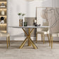 Stone Top Dining Table Contemporary Dining Table with Pedestal Base in Gold Clearhalo 'Dining Tables & Seating' 'Dining Tables' 'dining_table' 'furn' 'furn_dining_table' 'Furniture' 'furniture_dining_table' 'Kitchen & Dining Furniture' 'kitchen' 'kitchen_dining_table' 4985678
