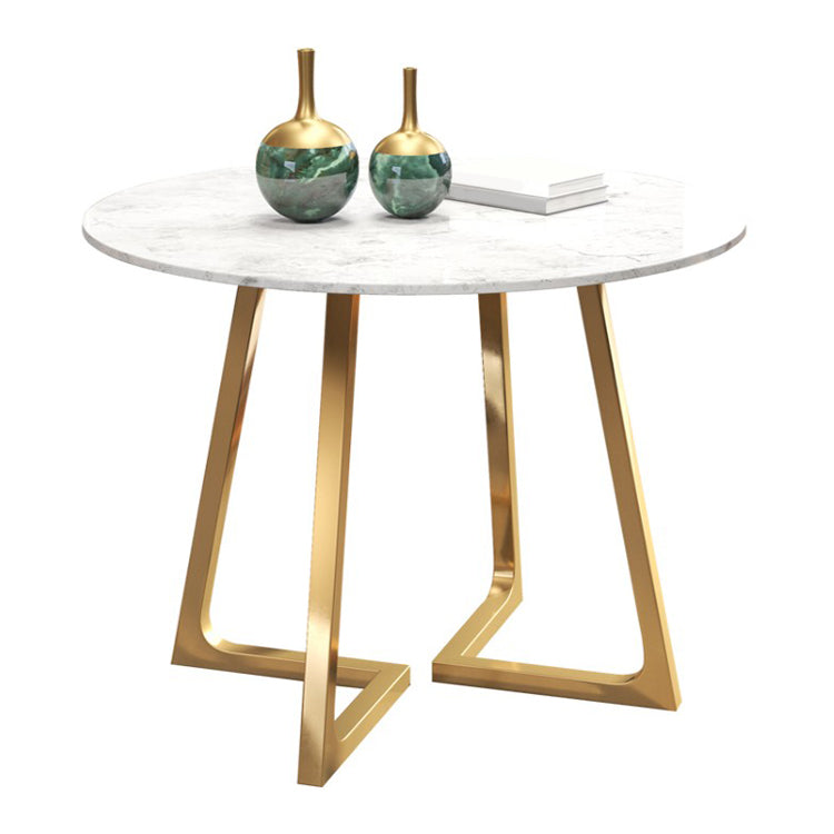 Sintered Stone Top Modern White Table for Restaurant Round Dining Table with Pedestal Base Clearhalo 'Dining Tables & Seating' 'Dining Tables' 'dining_table' 'furn' 'furn_dining_table' 'Furniture' 'furniture_dining_table' 'Kitchen & Dining Furniture' 'kitchen' 'kitchen_dining_table' 4985689