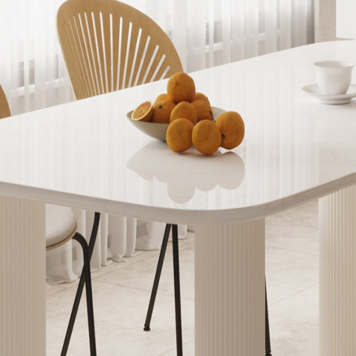Modern Style Dining Table Rectangle Stone White Dining Table with 4 Legs Clearhalo 'Dining Tables & Seating' 'Dining Tables' 'dining_table' 'furn' 'furn_dining_table' 'Furniture' 'furniture_dining_table' 'Kitchen & Dining Furniture' 'kitchen' 'kitchen_dining_table' 4985699