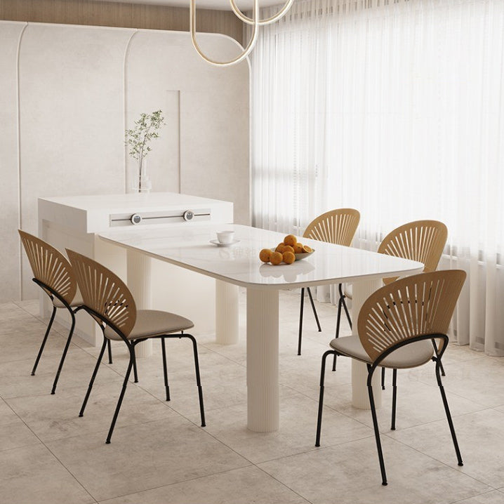 Modern Style Dining Table Rectangle Stone White Dining Table with 4 Legs Clearhalo 'Dining Tables & Seating' 'Dining Tables' 'dining_table' 'furn' 'furn_dining_table' 'Furniture' 'furniture_dining_table' 'Kitchen & Dining Furniture' 'kitchen' 'kitchen_dining_table' 4985705